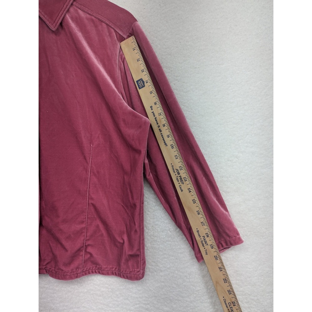 Y2K Partners Women's Pink Velvet Sleepwear Pearl Snap Top XL - Picture 5 of 6